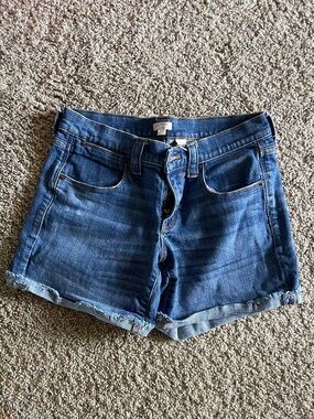 J. Crew Dark Blue Denim Roll-Cuff Shorts
